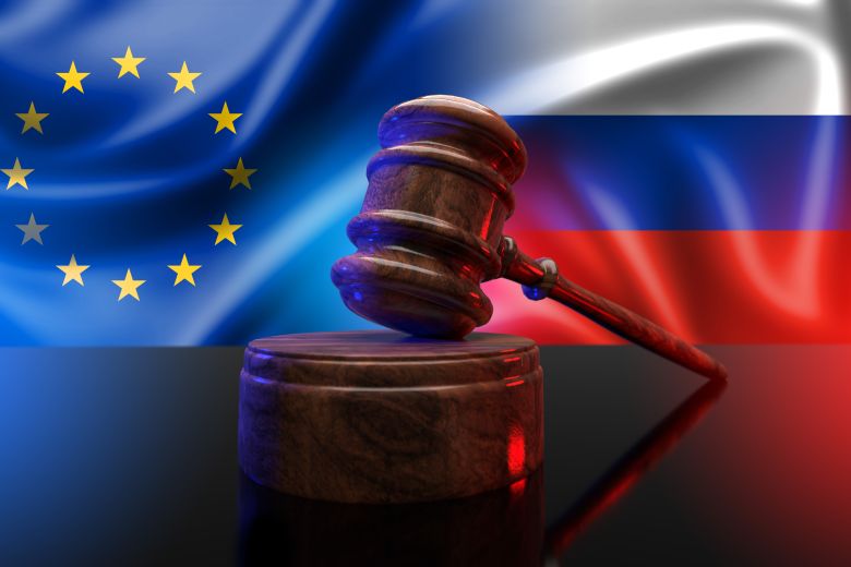 Eu Sanctions Against Russia. Russia-eu Rule Of Law Dispute. 3d shutterstock_2081968228